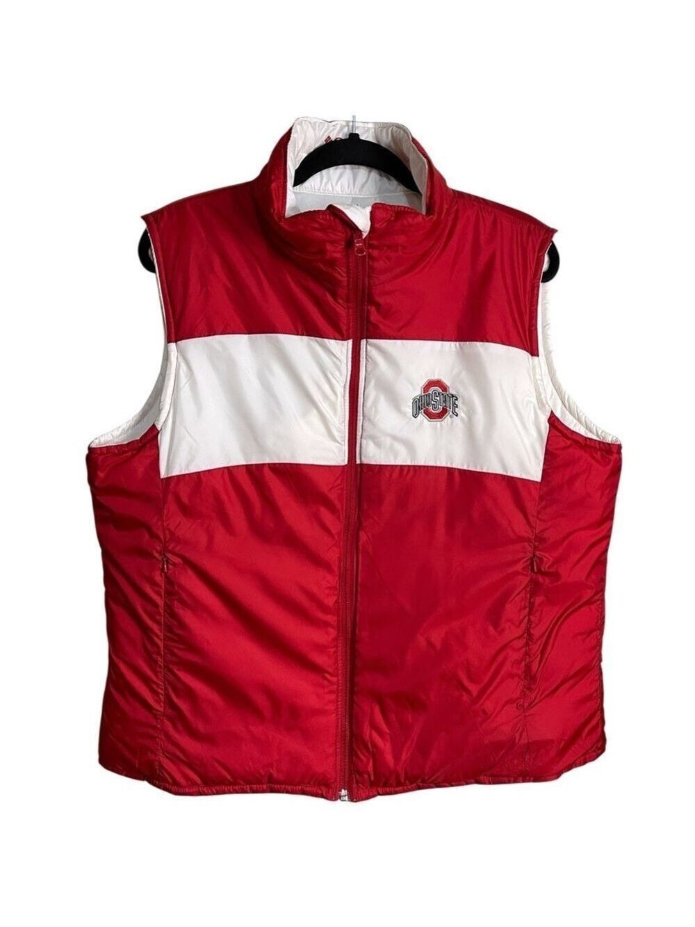 Columbia Red and White Ohio State Reversible Puffer Vest Women’s Size XL